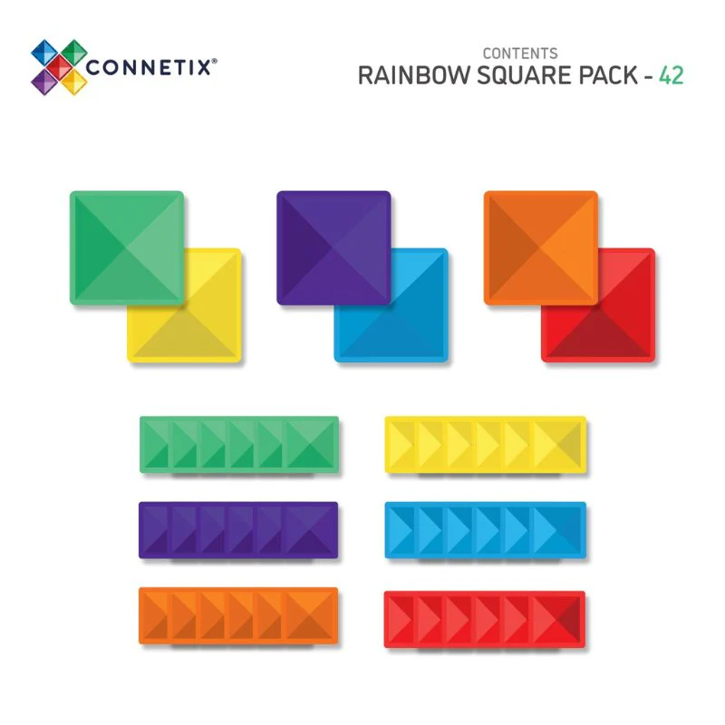 Connetix Magnetic Tiles 42 Piece Rainbow Square Pack - Image 6