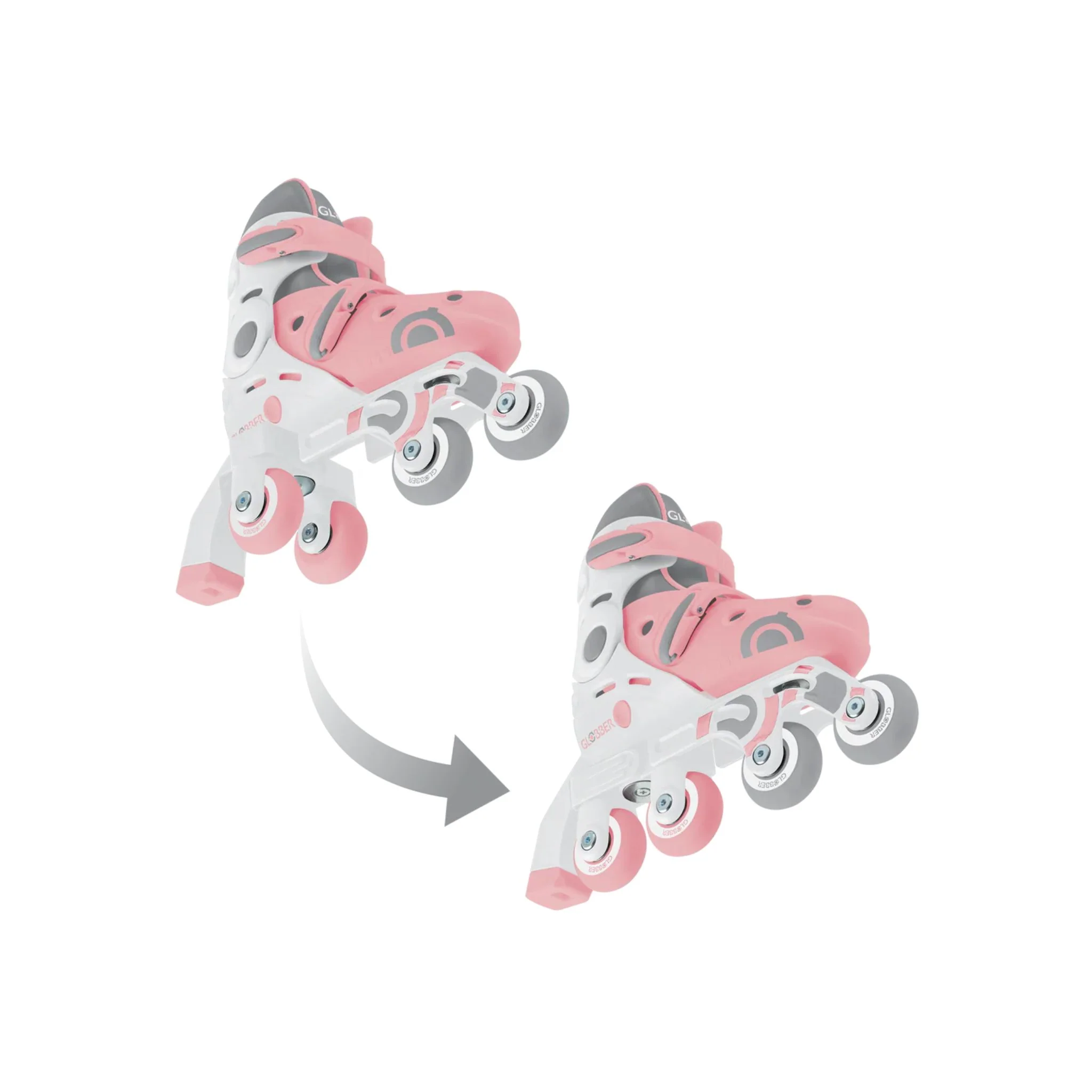 Globber 2 in 1 Learning Skates - Pastel Pink - Image 3