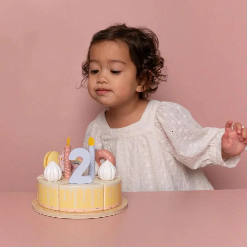 Little Dutch Wooden Birthday Cake - Pink - Image 5
