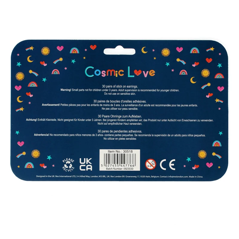 Rex London Cosmic Love Stick On Earrings - Image 4